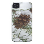 Snowy Pine Cone I Winter Nature Photography iPhone 4 Case-Mate Case