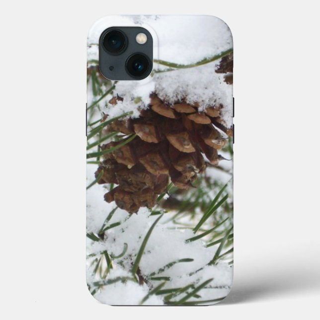 Snowy Pine Cone I Winter Nature Photography Case-Mate iPhone Case (Back)