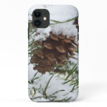 Snowy Pine Cone I Winter Nature Photography iPhone 11 Case