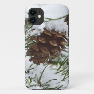 Snowy Pine Cone I Winter Nature Photography iPhone 11 Case