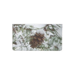Snowy Pine Cone I Winter Nature Photography Checkbook Cover