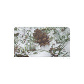 Snowy Pine Cone I Winter Nature Photography Checkbook Cover (Back)