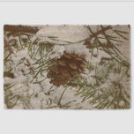 Snowy Pine Cone I Winter Nature Photography Fiber Doormat
