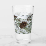 Snowy Pine Cone I Winter Nature Photography Glass