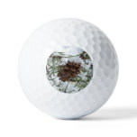 Snowy Pine Cone I Winter Nature Photography Golf Balls