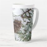 Snowy Pine Cone I Winter Nature Photography Latte Mug