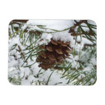 Snowy Pine Cone I Winter Nature Photography Magnet