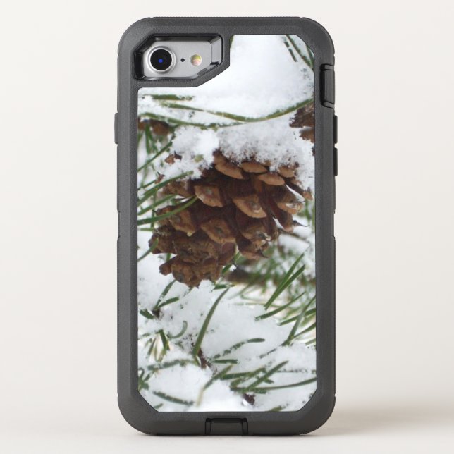 Snowy Pine Cone I Winter Nature Photography Otterbox iPhone Case (Back)