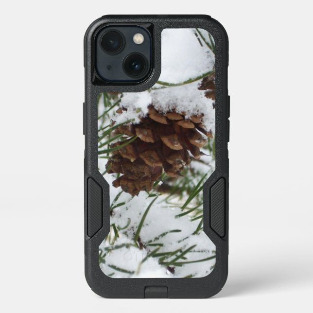 Snowy Pine Cone I Winter Nature Photography Otterbox iPhone Case (Back)