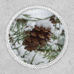 Snowy Pine Cone I Winter Nature Photography Patch