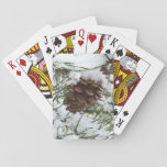 Snowy Pine Cone I Winter Nature Photography Playing Cards
