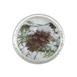 Snowy Pine Cone I Winter Nature Photography Ring