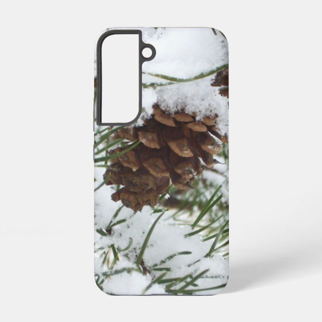 Snowy Pine Cone I Winter Nature Photography Samsung Galaxy Case (Back)