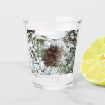 Snowy Pine Cone I Winter Nature Photography Shot Glass