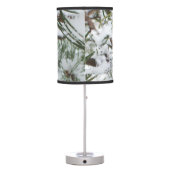 Snowy Pine Cone I Winter Nature Photography Table Lamp (Back)
