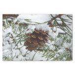Snowy Pine Cone I Winter Nature Photography Tissue Paper