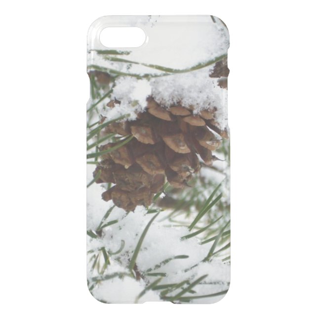 Snowy Pine Cone I Winter Nature Photography Uncommon iPhone Case (Back)