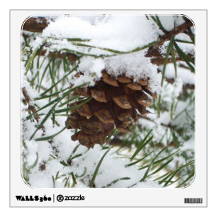 Snowy Pine Cone I Winter Nature Photography Wall Sticker
