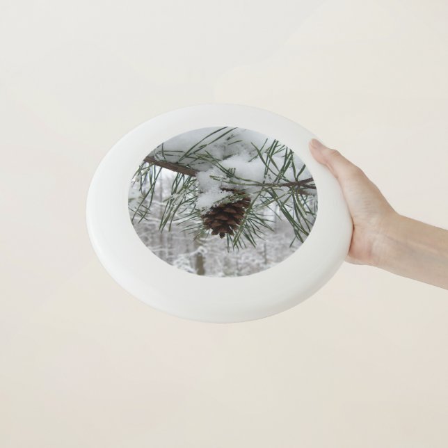 Snowy Pine Cone I Winter Nature Photography Wham-O Frisbee (In Hand)