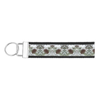 Snowy Pine Cone I Winter Nature Photography Wrist Keychain