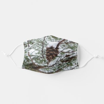 Snowy Pine Cone Ii Winter Nature Photography Adult Cloth Face Mask by mlewallpapers at Zazzle