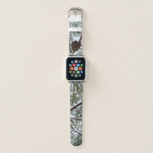Snowy Pine Cone II Winter Nature Photography Apple Watch Band