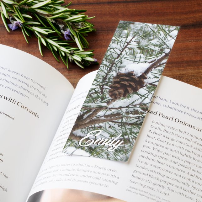 Snowy Pine Cone II Winter Nature Photography Bookmarks (Book)