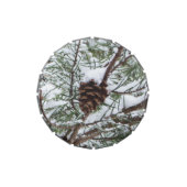 Snowy Pine Cone II Winter Nature Photography Candy Tin (Top)
