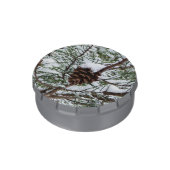 Snowy Pine Cone II Winter Nature Photography Candy Tin (Side)