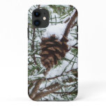 Snowy Pine Cone II Winter Nature Photography iPhone 11 Case