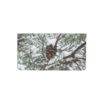 Snowy Pine Cone II Winter Nature Photography Checkbook Cover