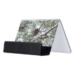Snowy Pine Cone II Winter Nature Photography Desk Business Card Holder
