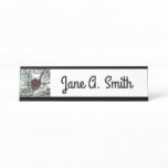 Snowy Pine Cone II Winter Nature Photography Desk Name Plate