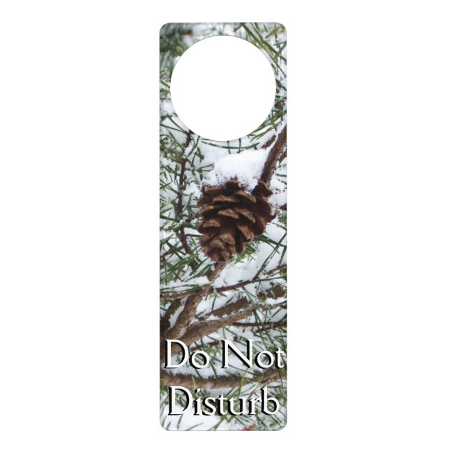 Snowy Pine Cone II Winter Nature Photography Door Hanger (Front)