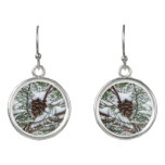 Snowy Pine Cone II Winter Nature Photography Earrings