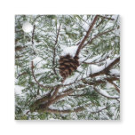 Snowy Pine Cone II Winter Nature Photography Favor Tags