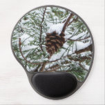 Snowy Pine Cone II Winter Nature Photography Gel Mouse Pad