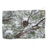 Snowy Pine Cone II Winter Nature Photography Golf Towel