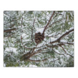 Snowy Pine Cone II Winter Nature Photography Jigsaw Puzzle