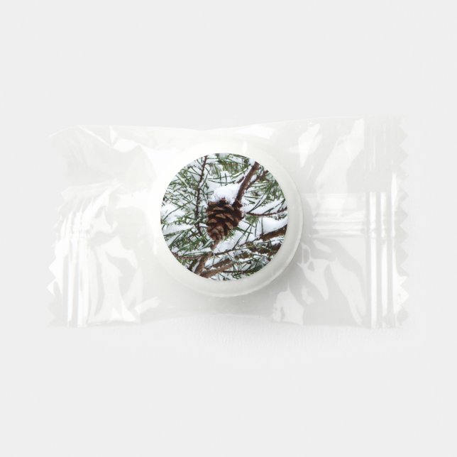 Snowy Pine Cone II Winter Nature Photography Life Saver® Mints (Front)