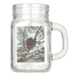 Snowy Pine Cone II Winter Nature Photography Mason Jar