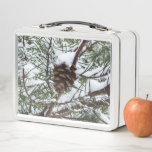 Snowy Pine Cone II Winter Nature Photography Metal Lunch Box