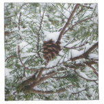 Snowy Pine Cone II Winter Nature Photography Napkin
