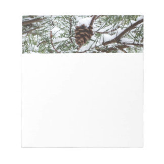 Snowy Pine Cone II Winter Nature Photography Notepad