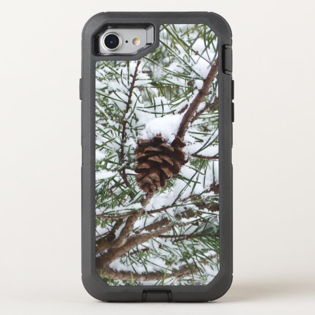 Snowy Pine Cone II Winter Nature Photography Otterbox iPhone Case (Back)