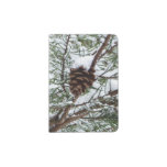 Snowy Pine Cone II Winter Nature Photography Passport Holder