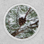 Snowy Pine Cone II Winter Nature Photography Patch
