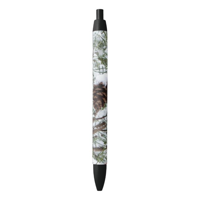 Snowy Pine Cone II Winter Nature Photography Pen (Front Vertical)