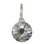 Snowy Pine Cone II Winter Nature Photography Pet ID Tag