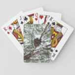 Snowy Pine Cone II Winter Nature Photography Playing Cards